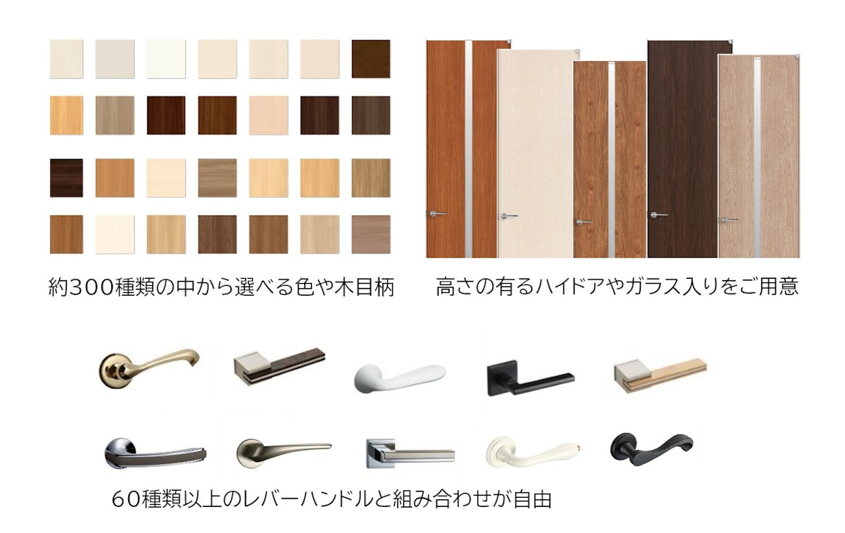 ドアの色が約300種類の表面材から選べる ドアの色が約300種類の表面材から選べる
