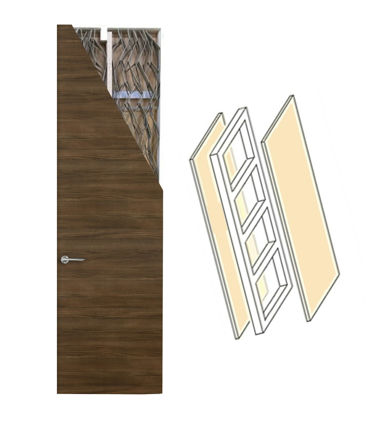 木製ドア　フラッシュドアの構造　ドア注文
